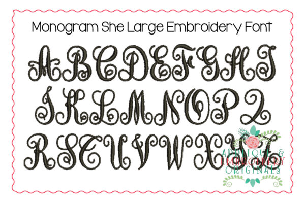 298 Monogram She (Large) Embroidery Font
