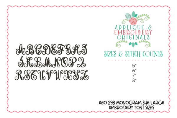 298 Monogram She (Large) Embroidery Font - Image 2