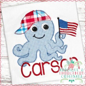 3004 Patriotic Octopus Boy Simple Stitch Applique Design