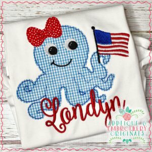 3005 Patriotic Octopus Girl Simple Stitch Applique Design
