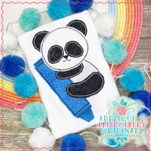 3018 Panda on Crayon All-In-One Applique Design