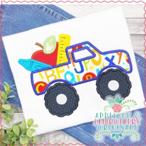 3021 Truck School Supplies All-In-One Applique Design