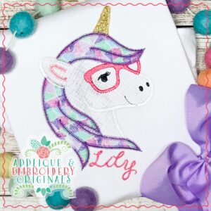 3022 Unicorn with Glasses All-In-One Applique Design