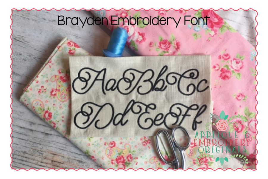 AEO 304 Brayden Embroidery Font