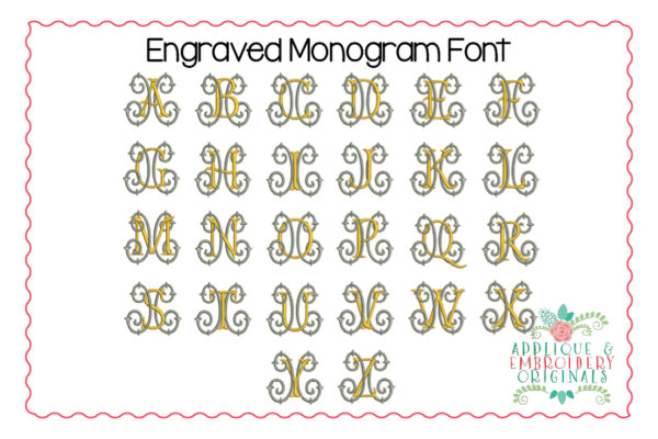 305 Engraved Monogram Embroidery Font - Image 2