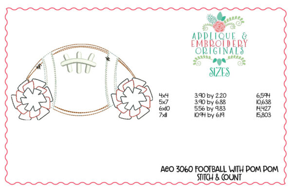 3060 Football with Pom Pom Applique Design - Image 3