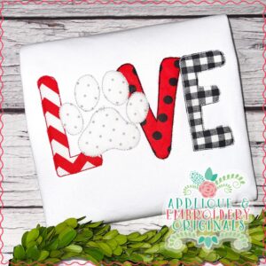 3062 Love Paw Print Applique Design
