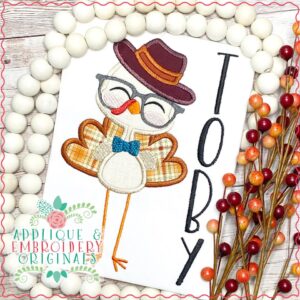 3079 Turkey with Hat & Glasses Applique Design