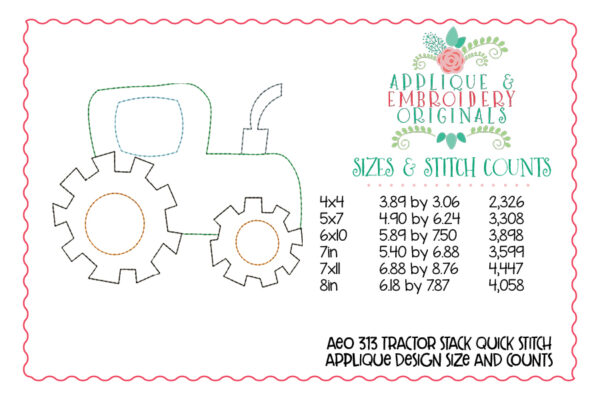313 Tractor Barnyard Simple Stitch Applique Design - Image 3