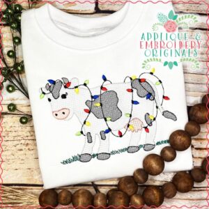 3130 Cow with Christmas Lights Sketch Design