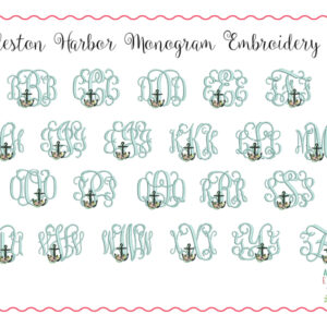 317 Charleston Harbor Anchor with Bow Monogram Embroidery Font