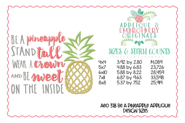 318 Be a Pineapple Sweet Crown Applique Design - Image 3