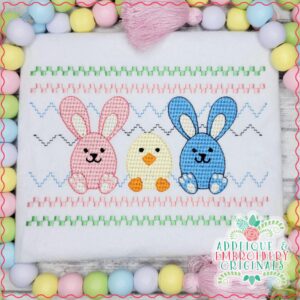 3188 Bunny Chick Eggs Faux Smocked Embroidery Design