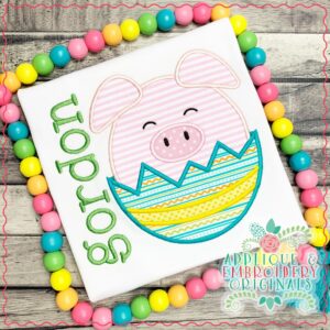 3196 Piggy in Easter Egg All-In-One Applique Design