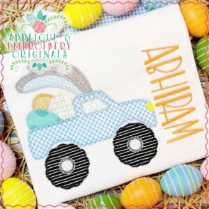 3197 Truck with Bunny Ears All-In-One Applique Design