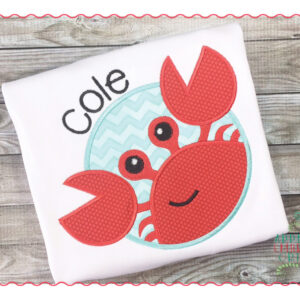 321 Crab in Circle Beach Patch Applique Design