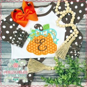 3218 Pumpkin with Bow Swirls Applique Design