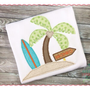 323 Palm Paradise Surf Board Vintage Applique Design
