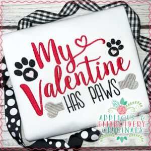 3249 My Valentine Has Paws Embroidery Design