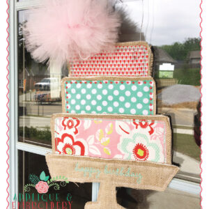 328 Birthday Cake Wedding Door Hanger In-The-Hoop Applique Design