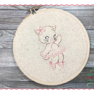 331 Vintage Ballerina Kitty Bean Stitch Embroidery Design