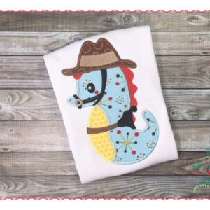 338 Seahorse Cowboy Applique Design