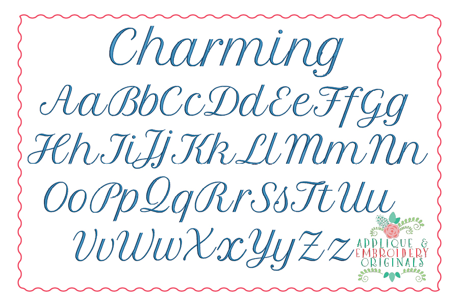 AEO 340 Charming Embroidery Font Name
