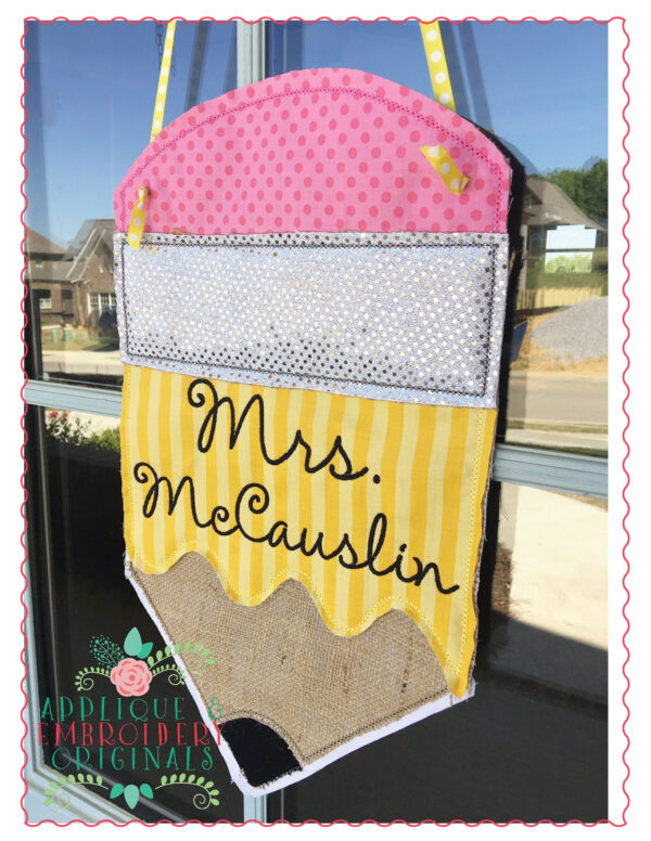 1467 Pencil Door Hanger In-The-Hoop Applique Design - Image 2