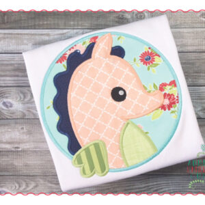 341 Seahorse in Circle Applique Design