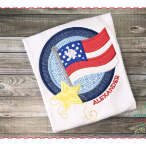 346 July 4th Flag Circle Patch Applique Design