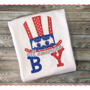 348 All American Boy July 4th Applique Design