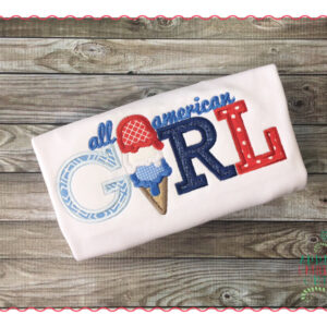 349 All American Girl July 4th Applique Design