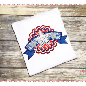 354 Star Scalloped Banner 4th July Applique Design