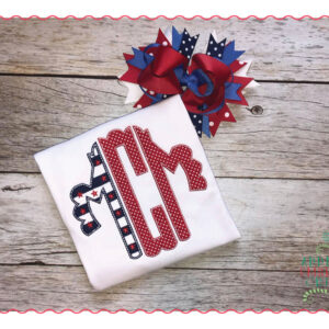 365 USA Scalloped Circular Monogram 4th July Applique Design