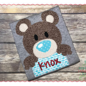 361 Bear with Sign Simple Stitch Applique Design