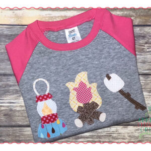 362 Camping Fire Trio Simple Stitch Applique Design