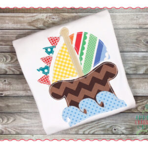 371 Sailboat with Banner Simple Stitch Applique Design