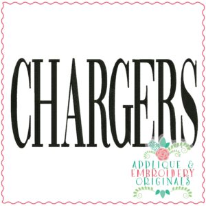 3765 CHARGERS Word Art Embroidery Design