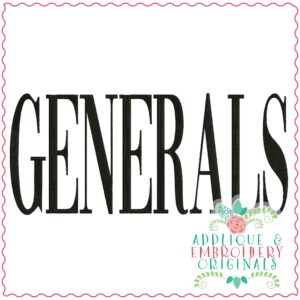 3781 GENERALS Word Art Embroidery Design