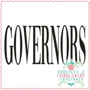3784 GOVERNORS Word Art Embroidery Design