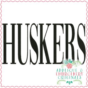 3791 HUSKERS Word Art Embroidery Design