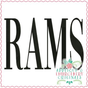 3806 RAMS Word Art Embroidery Design
