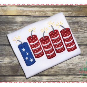 382 Firework Flag 4th of July Applique Design