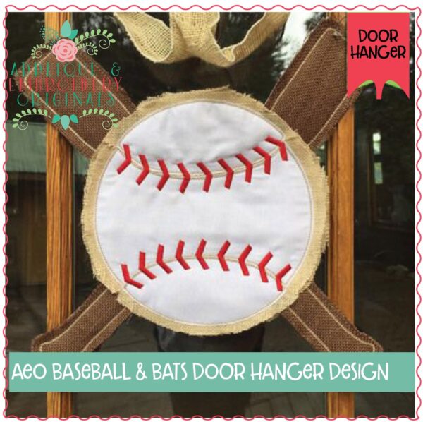 1468 Baseball Softball Bats Door Hanger In-The-Hoop1468 Baseball Softball Bats Door HangerApplique Design - Image 2