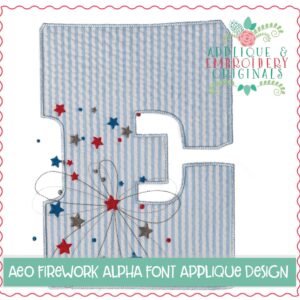 384 Firework Alpha Applique Font Applique Design