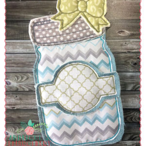 1469 Mason Jar with Bow Door Hanger In-The-Hoop Applique Design