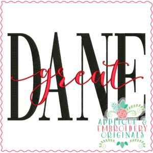 3866 Great DANE Word Art Embroidery Design