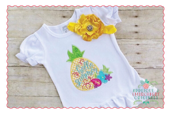 387 Pineapple Hello Sunshine Applique Design - Image 2