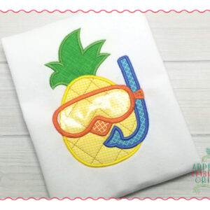 390 Pineapple Mask Scuba Snorkel Applique Design