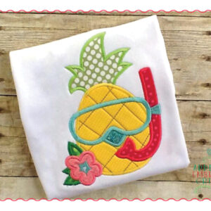391 Pineapple Girl Scuba Mask Snorkel Applique Design